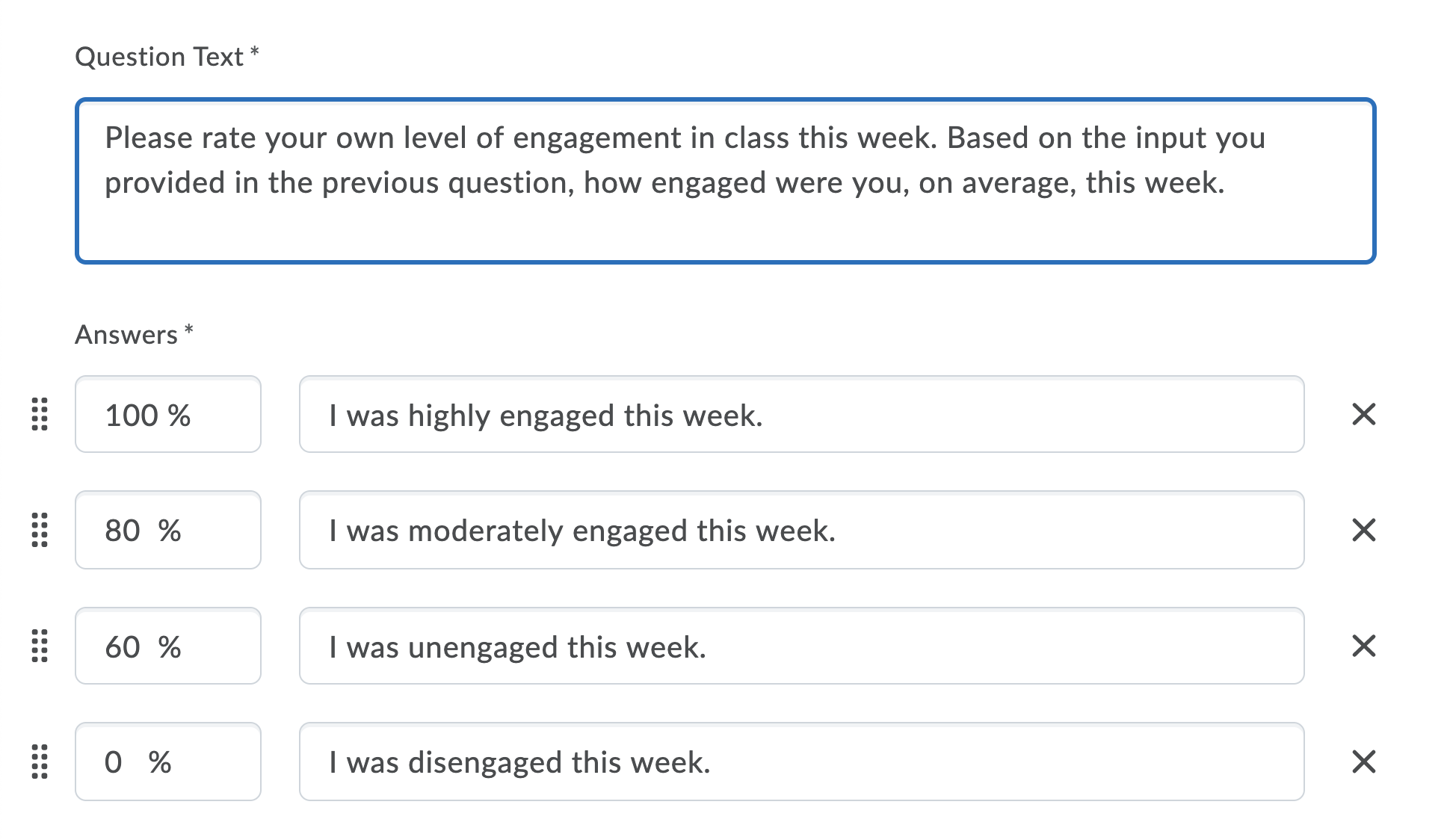 Class Engagement as a SelfAssessment CAT FooD